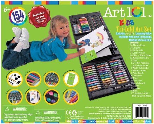 Art 101 Kids 179-Piece Double Sided Trifold Easel Art Set