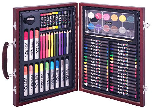 Art Set, 131 Pieces Color Pencils, Oil Pastels, Watercolor Cakes